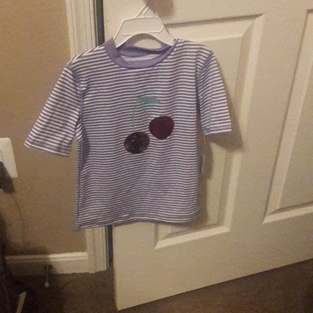 Girl's Cat & Jack brand short sleeve top with sequin cherries. NWT